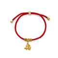Close-up of red woven cord bracelet with gold zodiac horse charm and abacus bead detail - 1 Piece / Fortune Horse with Gold Beads