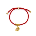 Detail of red woven bracelet with adjustable gold slider and unicorn charm pendant - 1 Piece / Pegasus with Pink Wings and Gold Beads