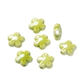 Lichtgroene geglazuurde keramische bloemkralen voor DIY armband en ketting sieraden - 5.5x11.5x12mm (2 Stuks/Verpakking) / Groen