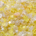 Détails de perles ABS jaunes en forme de fleur, d'étoile et de papillon pour loisirs créatifs - 20g/Paquet env. 5-15mm / Série Jaune