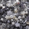 Monochrome DIY jewelry beads kit featuring mixed ABS pearls and resin flower charms - 20g/Pack Approx 5-15mm / Gray