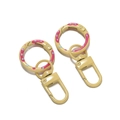 Detalle del anillo de resorte tipo dona beige con cierre giratorio y patrón de colores - 1 Pieza/Aprox 5,4g / 4 Amarillo