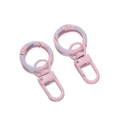Macro detail of pink painted 5cm spring ring clasp with 360-degree swivel hook and D-ring - 1 Piece/Approx 5.4g / Pink