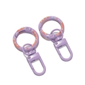 Detail of purple donut spring ring clasp with colorful polka dots and rotating swivel link - 1 Piece/Approx 5.4g / 7 Purple
