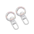 Detail of white metal D-ring hook with pink and yellow polka dot spring O-ring - 1 Piece/Approx 5.4g / 9 White