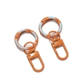 Close-up of 5cm orange and blue painted metal spring ring buckle with swivel lobster clasp - 1 Piece/Approx 5.4g / 10 Orange