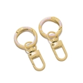 Macro detail of cream yellow painted metal spring ring clasp with colorful polka dots - 1 Piece/Approx 5.4g / November Light Yellow