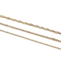 Detailed view of three sizes of gold plated titanium steel water wave chains for DIY jewelry - (Width approx 1.5mm) 1m / approx 3g / Gold