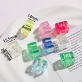 Colorful translucent acrylic letter E beads with aurora coating for DIY jewelry making - Letter E / 5 Pieces