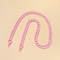 Close-up of matte pink acrylic chunky chain strap with matching lobster clasps - Pink