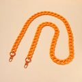 Close-up of bright orange acrylic chunky bag chain with lobster clasps for DIY handbags - Orange