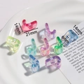 5-piece set of rainbow acrylic letter J beads for DIY jewelry making with 6mm large holes - Letter J / 5 Pieces