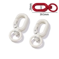 Detail view of colorful swivel lobster clasps with size markings 39.5mm and 16mm - 14g / Off-white