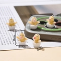 Macro shot of 21mm flocked chick in eggshell pendant with dimensions for DIY crafts - Eggshell Yellow Duck