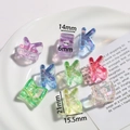Iridescent letter K acrylic beads for DIY jewelry with multi-color transparent finish - Letter K / 5 Pieces
