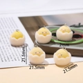 Detail of 21.5mm flocked yellow chick in eggshell charm with silver metal hook - Egg Yellow Chick