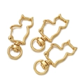 Detailed view of three golden cat-shaped alloy swivel clasps for DIY jewelry making - Cat Shape / 5 Pieces / Gold