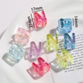Colorful iridescent acrylic letter N bead for DIY jewelry making 21x17mm size - Letter N / 5 Pieces