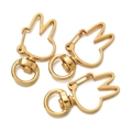 Detailed view of matte gold rabbit-shaped swivel lobster clasps for DIY jewelry making - Rabbit / 5 Pieces / Gold