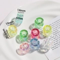 5pcs large hole acrylic rainbow beads in mixed candy colors for DIY bracelet making - Letter O / 5 Pieces