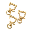 Three gold-plated cat-shaped lobster clasps with 360-degree swivel rings for jewelry making - Cat Head Shape / 5 Pieces / Gold