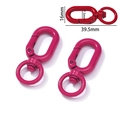 Detail of red alloy lobster clasp with dimensions showing 39.5mm length and swivel ring - 14g / Rose Red