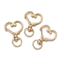 Three golden heart-shaped lobster swivel clasps for DIY jewelry making and keychains - Heart Shape / 5 Pieces / KC Gold
