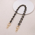 Correa de eslabones de acrílico negro y metal dorado con cierres redondos de langosta - Longitud aprox. 62cm/Diámetro de cadena 1.8cm / Negro