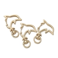 Three light gold dolphin alloy lobster clasps with 360-degree swivel ring for DIY jewelry - Dolphin / 5 Pieces / KC Gold