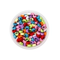 Colorful acrylic alphabet beads with Russian letters in a round clear plastic container - Round Multicolor Black Russian Alphabet / 100pcs Pack