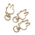 Detail of rabbit shaped metal lobster clasp in light gold finish for DIY jewelry making - Rabbit / 5 Pieces / KC Gold