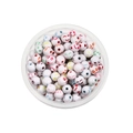 White round acrylic beads with colorful smiley face patterns for DIY jewelry making - Spherical White Multicolor Smiley / 100pcs Pack