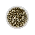 Vintage gold acrylic alphabet beads with black engraved letters in a round tray - Round Gold Black Russian Alphabet / 100pcs Pack