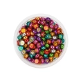 Colorful metallic acrylic Cyrillic Russian letter beads for personalized jewelry making - Round Mixed Colors Gold Russian Alphabet / 100pcs Pack