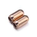 Vista detallada de dos cierres magnéticos de oro rosa para joyería DIY con acabado espejo - Diámetro Interior Aprox 3mm / Oro Rosa Liso