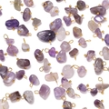 Irregular amethyst crystal stone charms with golden hooks for DIY jewelry making - Irregular Raw Stone Pendant / Purple Crystal