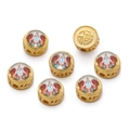 Golden round zodiac beads with traditional symbols and Fu character for DIY jewelry - 8*10.5mm/Hole 2mm / Aries