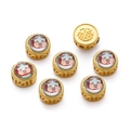 Golden zodiac charms with hollow pattern and colorful miniature folk art inlays - 8*10.5mm/Hole 2mm / Cancer