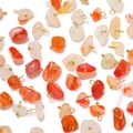 Mini natural stone pendant charms in orange and green for DIY handmade jewelry crafts - Irregular Raw Stone Pendant / Red Striped Agate