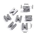 Silberne Buchstaben N Z Schiebeperlen mit Strass für DIY Armbänder und Uhrenbänder - Buchstabe N