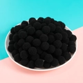 Pompones negros de 1,5cm en poliéster en bandeja blanca para manualidades DIY - Negro