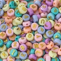 Macaron color acrylic letter beads with gold stamped A-Z letters for DIY jewelry making - (6*10mm/Hole 2.3mm) 30 Pieces / Colored Background With Gold Letters