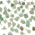 Light green natural stone pendant with gold metal bead pin for DIY jewelry making - Irregular Raw Stone Pendant / Aventurine Jade