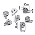 Silberner P-Buchstaben-Schieber mit Strasssteinen für DIY-Armbänder und Uhren - Buchstabe P
