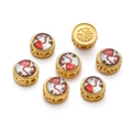 Goldene Sternzeichen-Anhänger mit Hohlmuster und rot-weißem Marmor-Inlay, 7er-Set - 8*10.5mm/Loch 2mm / Wassermann