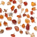 Irregular natural red agate stone pendants with gold metal rings for DIY jewelry making - Irregular Raw Stone Pendant / Red Agate