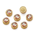 Goldene Sternzeichen-Anhänger mit rotem Koi-Muster und geprägtem Fu-Zeichen - 8*10.5mm/Loch 2mm / Fische