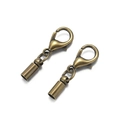 Antique bronze lobster clasp with cord end caps for DIY jewelry making and necklace crafts - 3*22mm/Aperture 2.5mm / Bronze