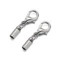 Silver lobster clasp set with cylinder end caps for DIY jewelry and leather cord making - 3*22mm/Aperture 2.5mm / Gun Black