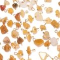 Assorted irregular natural stone pendants with golden metal loops for DIY jewelry making - Irregular Raw Stone Pendant / Topaz